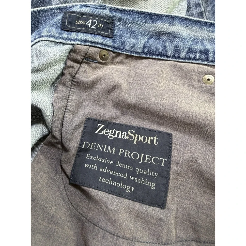 Zegna Sport Jeans Mens  Blue Straight 5 Pocket Denim Project 307 Size 42in